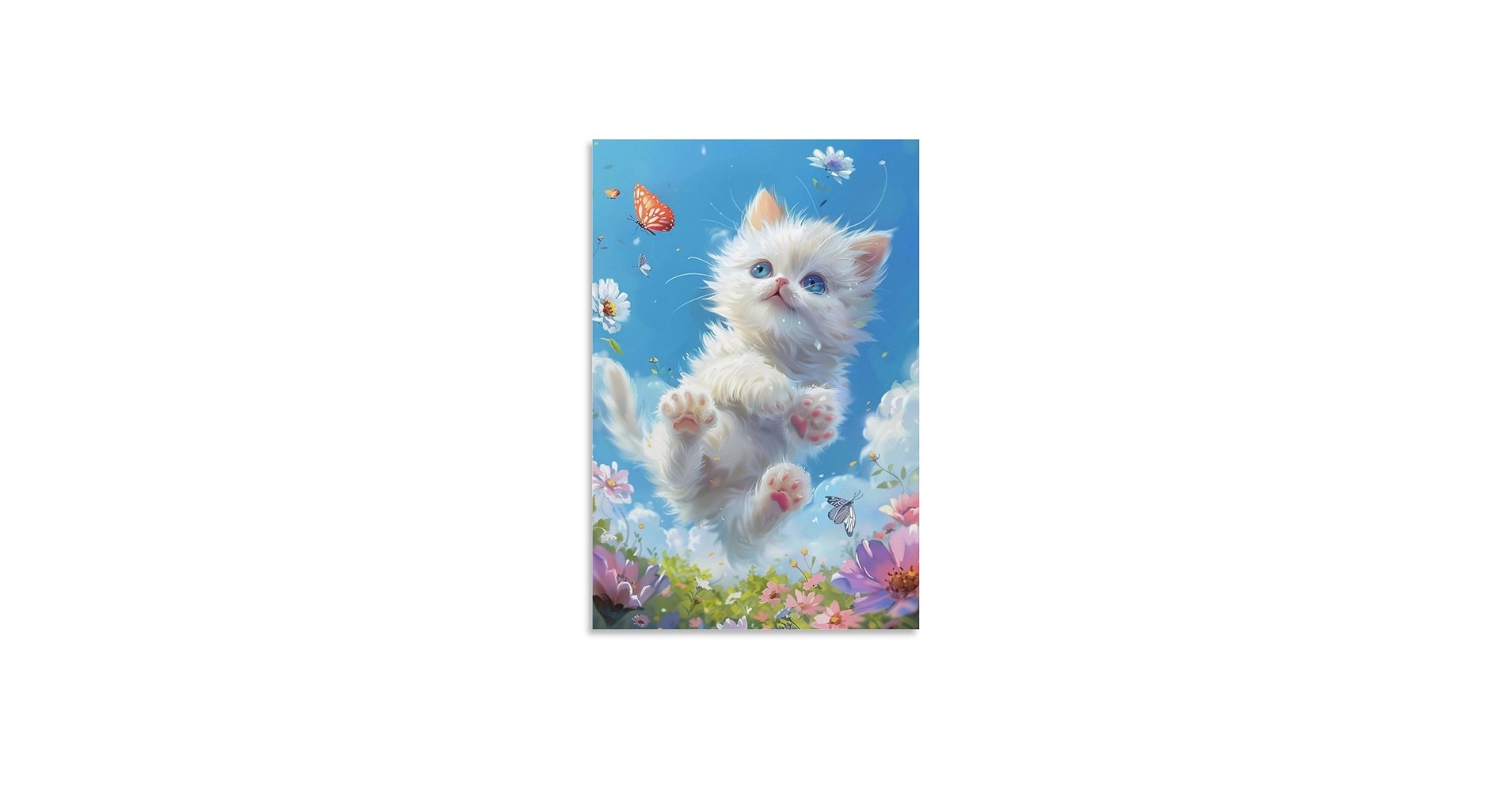 Amazon.co.jp: 絵画 花の中で遊ぶかわいい子猫インテリア 絵画